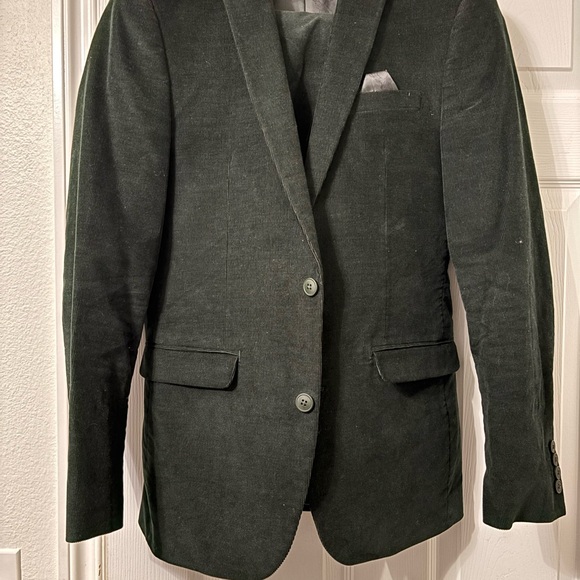 Bar III Dark Green Corduroy Men's Suit